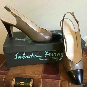 Vintage Salvatore Ferragamo Slingback Two-Tone Shoes.